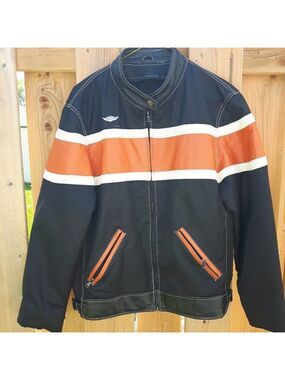 Vintage Harley Davidson Jacket Leather Accents S